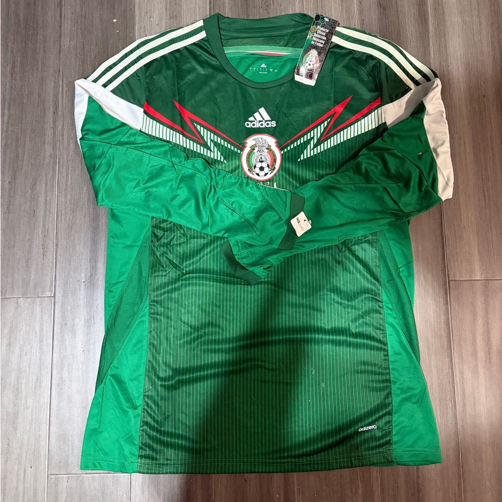 Adidas Green and White Men's Jersey